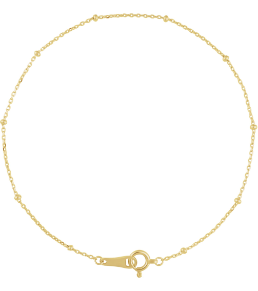 Ch1266 10K Yellow Cable 1.7 Mm 7 In Spring Ring Polished Satellite Bead Cable Chain