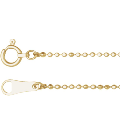 Ch1267 10K Yellow Bead 1.2 Mm 7 In Spring Ring Diamond-Cut Diamond-Cut Bead Chain