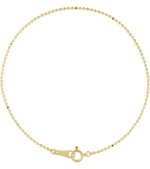 Ch1267 10K Yellow Bead 1.2 Mm 7 In Spring Ring Diamond-Cut Diamond-Cut Bead Chain