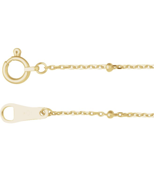 Ch1266 10K Yellow Cable 1.7 Mm 24 In Spring Ring Polished Satellite Bead Cable Chain