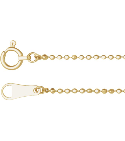 Ch1267 10K Yellow Bead 1.2 Mm 20 In Spring Ring Diamond-Cut Diamond-Cut Bead Chain