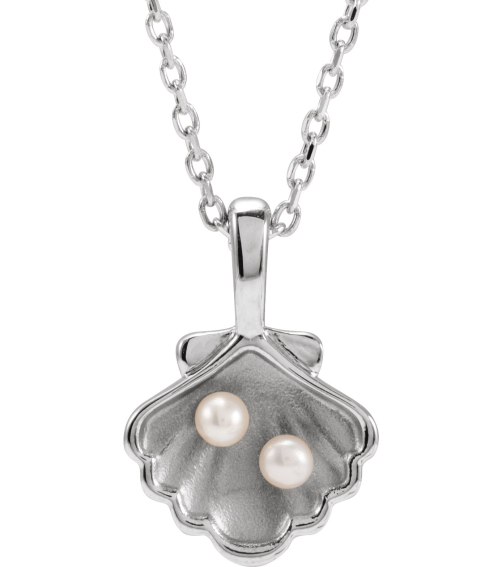 88676 Necklace 14K White Set 2-Stone Cultured White Seed Pearl Pearl 2 Mm 16-18 In Polished Cultured White Seed Pearl Family Shell Necklace