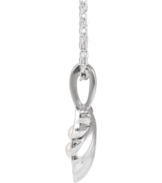 88676 Necklace 14K White Set 2-Stone Cultured White Seed Pearl Pearl 2 Mm 16-18 In Polished Cultured White Seed Pearl Family Shell Necklace