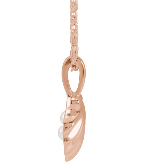 88676 Necklace 14K Rose Set 2-Stone Cultured White Seed Pearl Pearl 2 Mm 16-18 In Polished Cultured White Seed Pearl Family Shell Necklace
