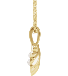 88676 Necklace 14K Yellow Set 2-Stone Cultured White Seed Pearl Pearl 2 Mm 16-18 In Polished Cultured White Seed Pearl Family Shell Necklace