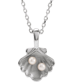 88676 Necklace Sterling Silver Set 2-Stone Cultured White Seed Pearl Pearl 2 Mm 16-18 In Polished Cultured White Seed Pearl Family Shell Necklace