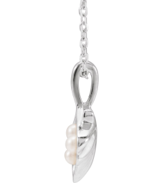 88676 Necklace 14K White Set 3-Stone Cultured White Seed Pearl Pearl 2 Mm 16-18 In Polished Cultured White Seed Pearl Family Shell Necklace