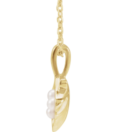 88676 Necklace 14K Yellow Set 3-Stone Cultured White Seed Pearl Pearl 2 Mm 16-18 In Polished Cultured White Seed Pearl Family Shell Necklace