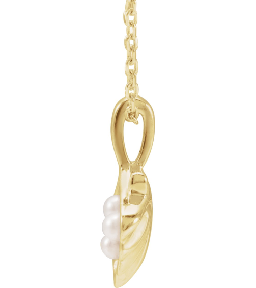 88676 Necklace 14K Yellow Set 3-Stone Cultured White Seed Pearl Pearl 2 Mm 16-18 In Polished Cultured White Seed Pearl Family Shell Necklace