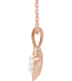 88676 Necklace 14K Rose Set 3-Stone Cultured White Seed Pearl Pearl 2 Mm 16-18 In Polished Cultured White Seed Pearl Family Shell Necklace