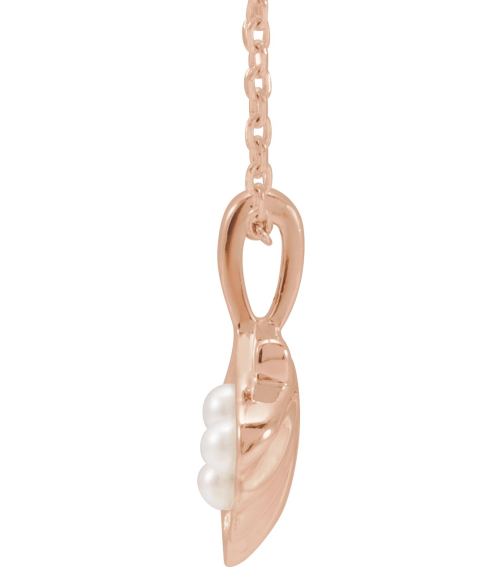 88676 Necklace 14K Rose Set 3-Stone Cultured White Seed Pearl Pearl 2 Mm 16-18 In Polished Cultured White Seed Pearl Family Shell Necklace