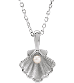 88676 Necklace Platinum Set 1-Stone Cultured White Seed Pearl Pearl 2 Mm 16-18 In Polished Cultured White Seed Pearl Family Shell Necklace