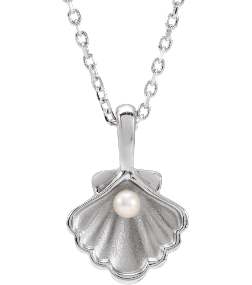 88676 Necklace Sterling Silver Set 1-Stone Cultured White Seed Pearl Pearl 2 Mm 16-18 In Polished Cultured White Seed Pearl Family Shell Necklace