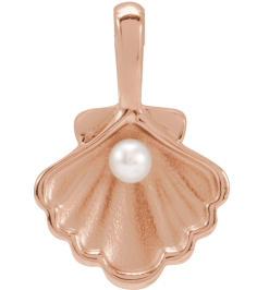 88676 Pendant 14K Rose Set 1-Stone Cultured White Seed Pearl Pearl 2 Mm Polished Cultured White Seed Pearl Family Shell Pendant