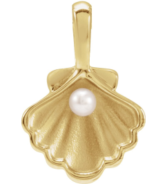 88676 Pendant 14K Yellow Set 1-Stone Cultured White Seed Pearl Pearl 2 Mm Polished Cultured White Seed Pearl Family Shell Pendant