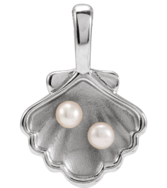 88676 Pendant Platinum Set 2-Stone Cultured White Seed Pearl Pearl 2 Mm Polished Cultured White Seed Pearl Family Shell Pendant