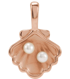 88676 Pendant 14K Rose Set 2-Stone Cultured White Seed Pearl Pearl 2 Mm Polished Cultured White Seed Pearl Family Shell Pendant