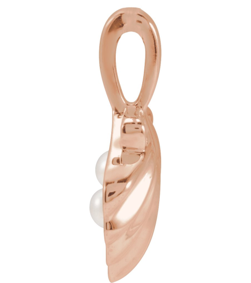 88676 Pendant 14K Rose Set 2-Stone Cultured White Seed Pearl Pearl 2 Mm Polished Cultured White Seed Pearl Family Shell Pendant