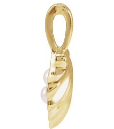 88676 Pendant 14K Yellow Set 2-Stone Cultured White Seed Pearl Pearl 2 Mm Polished Cultured White Seed Pearl Family Shell Pendant