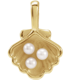 88676 Pendant 14K Yellow Set 3-Stone Cultured White Seed Pearl Pearl 2 Mm Polished Cultured White Seed Pearl Family Shell Pendant