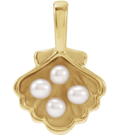 88676 Pendant 14K Yellow Set 4-Stone Cultured White Seed Pearl Pearl 2 Mm Polished Cultured White Seed Pearl Family Shell Pendant