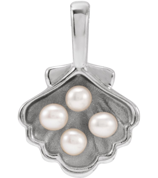 88676 Pendant Sterling Silver Set 4-Stone Cultured White Seed Pearl Pearl 2 Mm Polished Cultured White Seed Pearl Family Shell Pendant