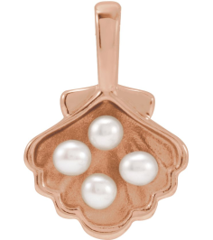 88676 Pendant 14K Rose Set 4-Stone Cultured White Seed Pearl Pearl 2 Mm Polished Cultured White Seed Pearl Family Shell Pendant