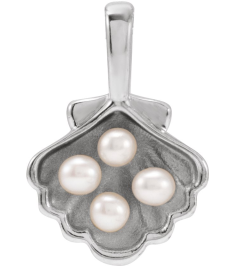 88676 Pendant 14K White Set 4-Stone Cultured White Seed Pearl Pearl 2 Mm Polished Cultured White Seed Pearl Family Shell Pendant