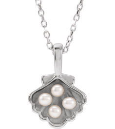 88676 Necklace 14K White Set 4-Stone Cultured White Seed Pearl Pearl 2 Mm 16-18 In Polished Cultured White Seed Pearl Family Shell Necklace