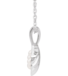 88676 Necklace 14K White Set 4-Stone Cultured White Seed Pearl Pearl 2 Mm 16-18 In Polished Cultured White Seed Pearl Family Shell Necklace