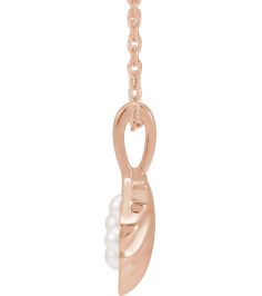 88676 Necklace 14K Rose Set 4-Stone Cultured White Seed Pearl Pearl 2 Mm 16-18 In Polished Cultured White Seed Pearl Family Shell Necklace