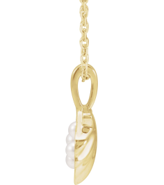 88676 Necklace 14K Yellow Set 4-Stone Cultured White Seed Pearl Pearl 2 Mm 16-18 In Polished Cultured White Seed Pearl Family Shell Necklace