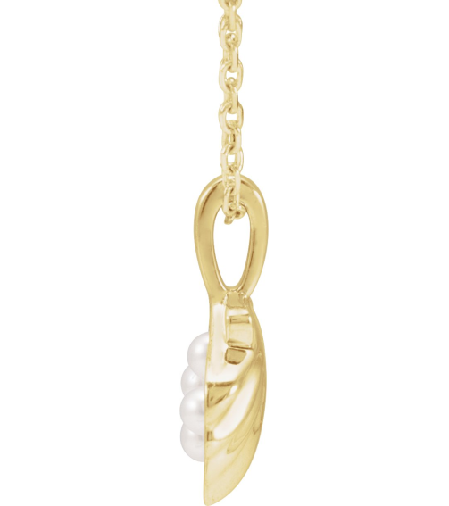 88676 Necklace 14K Yellow Set 4-Stone Cultured White Seed Pearl Pearl 2 Mm 16-18 In Polished Cultured White Seed Pearl Family Shell Necklace