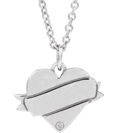 88754 Necklace Set 14K White Round Natural Diamond 1Mm .005 Ct I1, G-H 18 In Polished .005 Ct Natural Diamond Engravable Heart Necklace