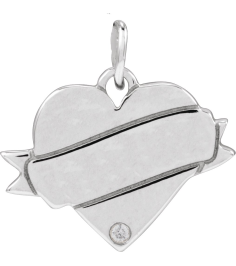 88754 Pendant Set 14K White Round Natural Diamond 1Mm .005 Ct I1, G-H Polished .005 Ct Natural Diamond Engravable Heart Pendant