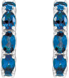 88765 Earring Set Sterling Silver 18.2 Mm 3.5 Mm Lab-Grown Blue Sapphire Oval 5 X 3 Mm Pair Friction Backs Included Polished Lab-Grown Blue Sapphire Hoop Earrings