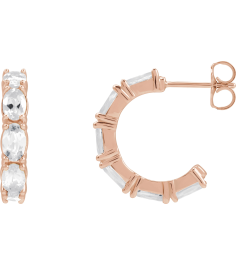 88765 Earring Set 14K Rose 18.2 Mm 3.5 Mm Natural White Sapphire Oval 5 X 3 Mm Pair Friction Backs Included Polished Natural White Sapphire Hoop Earrings
