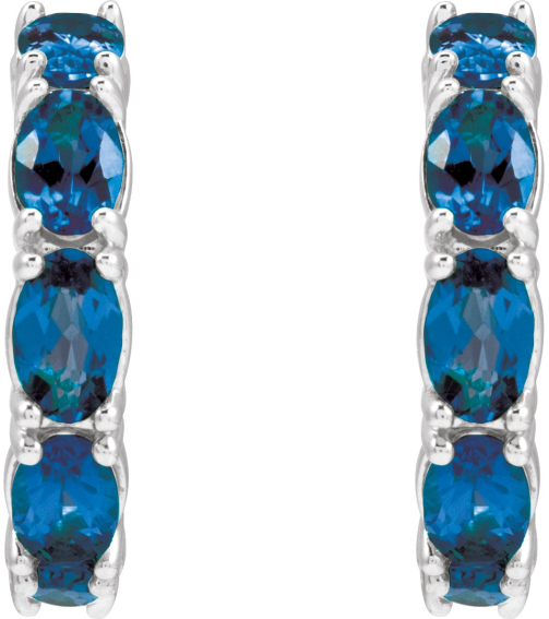 88765 Earring Set Platinum 18.2 Mm 3.5 Mm Natural Blue Sapphire Oval 5 X 3 Mm Pair Friction Backs Included Polished Natural Blue Sapphire Hoop Earrings