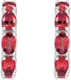 88765 Earring Set Sterling Silver 18.2 Mm 3.5 Mm Natural Ruby Oval 5 X 3 Mm Pair Friction Backs Included Polished Natural Ruby Hoop Earrings