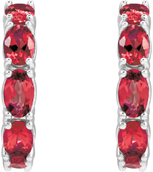 88765 Earring Set Sterling Silver 18.2 Mm 3.5 Mm Natural Ruby Oval 5 X 3 Mm Pair Friction Backs Included Polished Natural Ruby Hoop Earrings