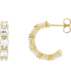 88765 Earring Set 14K Yellow 18.2 Mm 3.5 Mm Natural White Sapphire Oval 5 X 3 Mm Pair Friction Backs Included Polished Natural White Sapphire Hoop Earrings