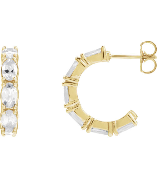 88765 Earring Set 14K Yellow 18.2 Mm 3.5 Mm Natural White Sapphire Oval 5 X 3 Mm Pair Friction Backs Included Polished Natural White Sapphire Hoop Earrings