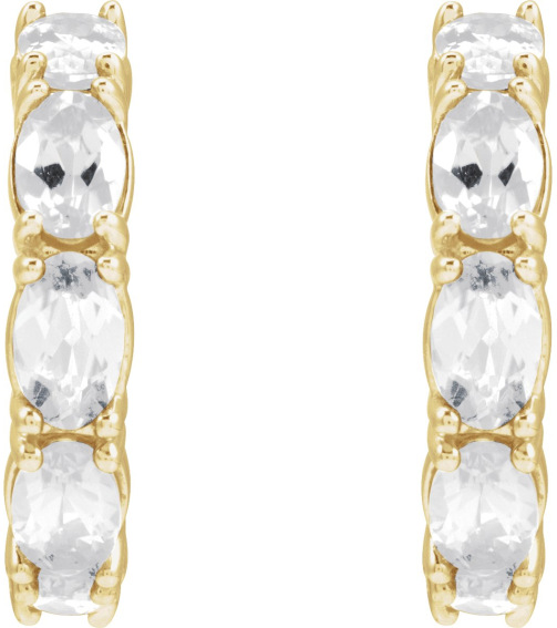 88765 Earring Set 14K Yellow 18.2 Mm 3.5 Mm Natural White Sapphire Oval 5 X 3 Mm Pair Friction Backs Included Polished Natural White Sapphire Hoop Earrings