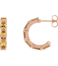 88765 Earring Set 14K Rose 18.2 Mm 3.5 Mm Natural Citrine Oval 5 X 3 Mm Pair Friction Backs Included Polished Natural Citrine Hoop Earrings