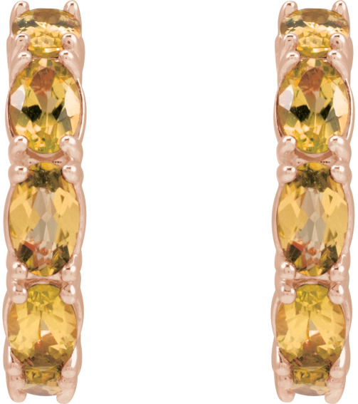 88765 Earring Set 14K Rose 18.2 Mm 3.5 Mm Natural Citrine Oval 5 X 3 Mm Pair Friction Backs Included Polished Natural Citrine Hoop Earrings