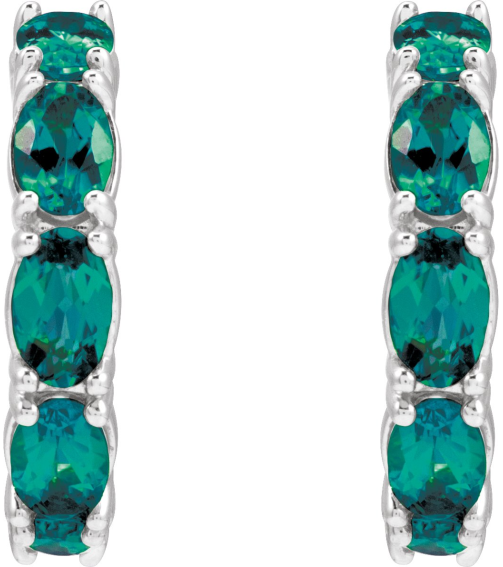 88765 Earring Set Sterling Silver 18.2 Mm 3.5 Mm Lab-Grown Alexandrite Oval 5 X 3 Mm Pair Friction Backs Included Polished Lab-Grown Alexandrite Hoop Earrings