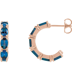 88765 Earring Set 14K Rose 18.2 Mm 3.5 Mm Lab-Grown Blue Sapphire Oval 5 X 3 Mm Pair Friction Backs Included Polished Lab-Grown Blue Sapphire Hoop Earrings