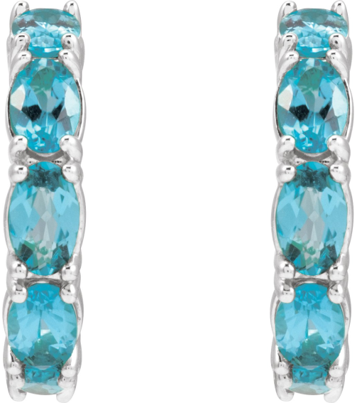 88765 Earring Set Platinum 18.2 Mm 3.5 Mm Natural Blue Zircon Oval 5 X 3 Mm Pair Friction Backs Included Polished Natural Blue Zircon Hoop Earrings