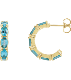 88765 Earring Set 14K Yellow 18.2 Mm 3.5 Mm Natural Blue Zircon Oval 5 X 3 Mm Pair Friction Backs Included Polished Natural Blue Zircon Hoop Earrings