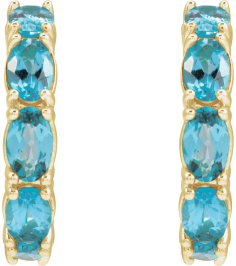 88765 Earring Set 14K Yellow 18.2 Mm 3.5 Mm Natural Blue Zircon Oval 5 X 3 Mm Pair Friction Backs Included Polished Natural Blue Zircon Hoop Earrings